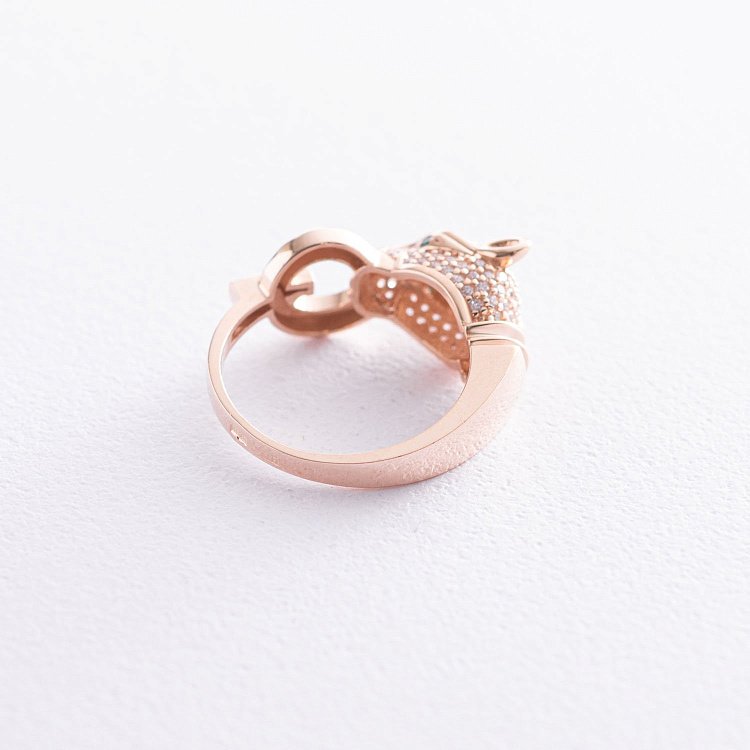 Каблучка "Пантера" в червоному золоті (фіаніти) к05276 від ювелірного магазину Онікс - 1