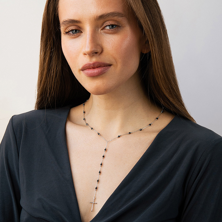 Золоте кольє з хрестиком (фіаніти) кол02594 від ювелірного магазину Онікс - 1