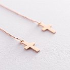 Золоті сережки-протяжки з хрестиками с05558 от ювелирного магазина Оникс - 3