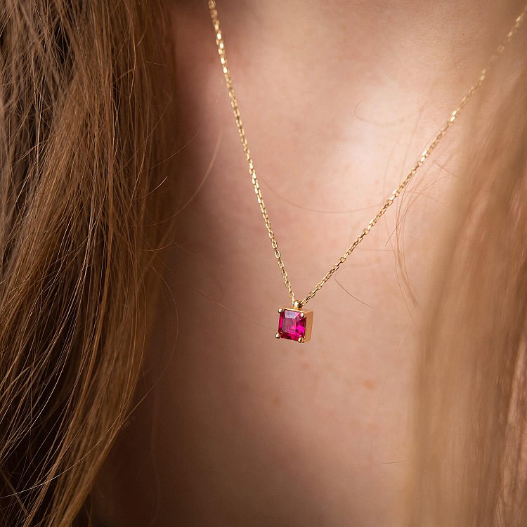 Золоте кольє "Альма" (рожевий фіаніт) кол02367 від ювелірного магазину Онікс - 4