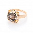 Золотое кольцо (дымчатый кварц, фианиты) 02-1420.0.4257 от ювелирного магазина Оникс - 1