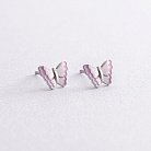 Дитячі сережки - пусети "Метелики" у сріблі (емаль) 768 от ювелирного магазина Оникс