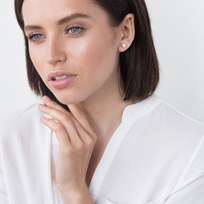 Золоті сережки - пусети Овальні без каменів с06196 №4