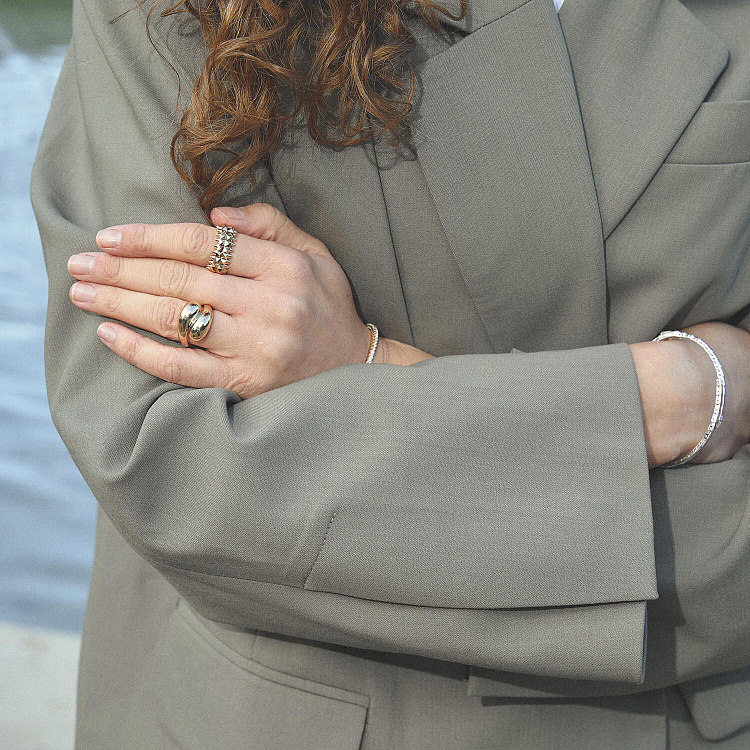 Жорсткий браслет "Змія" у білому золоті (фіаніти) б05627 від ювелірного магазину Онікс - 7