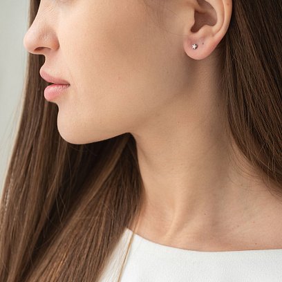 Золотые серьги-пусеты (бриллиант) сб0221ri №2