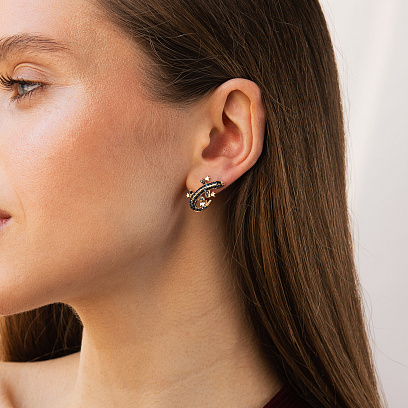 Золоті сережки "Ящірки" (фіаніти) с04479 №2