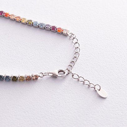 Срібний браслет "Різнокольоровий" з фіанітами 141632 №7