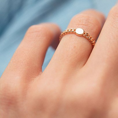 Каблучка "Ланцюжок" у червоному золоті (можливе гравіювання) к07157 №2