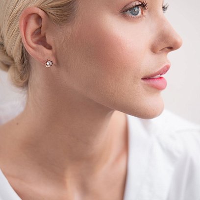 Золотые серьги - пусеты "Цветочки" с01934 №2