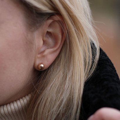 Серьги - пусеты "Шарики" в красном золоте (0.7 см) с06294 №4