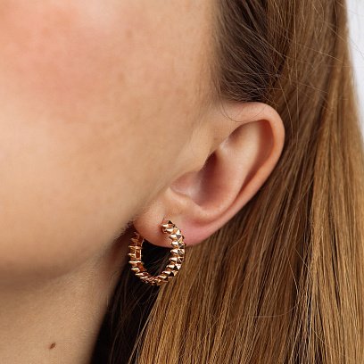 Серьги - кольца в красном золоте с08550 №4