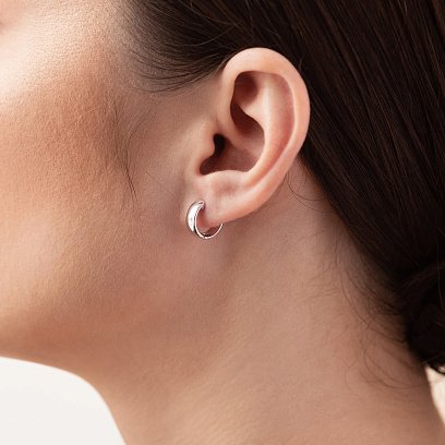 Серьги - кольца в белом золоте с08361 №4