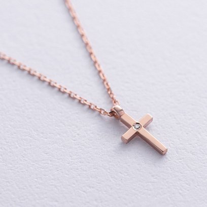 Золоте кольє "Хрестик" з діамантом 727862421