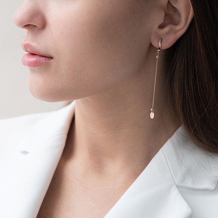 Золотые серьги Монетки на цепочке с07209 от ювелирного магазина Оникс - 4