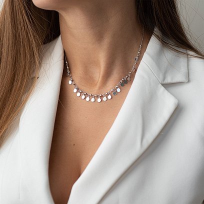 Серебряное колье "Монетки" 181077 №2