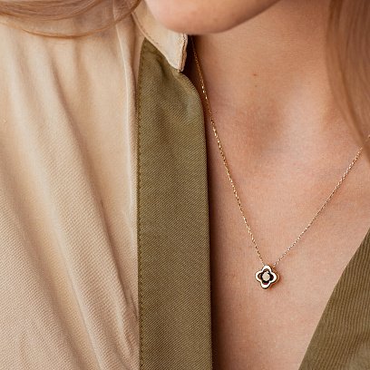 Колье "Клевер" в желтом золоте (фианит) кол01127 №6