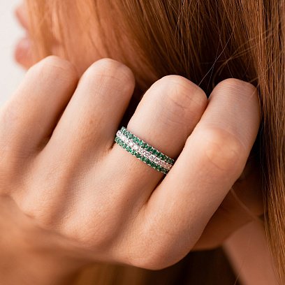 Золотое кольцо с изумрудами и бриллиантами кб0210cha №9