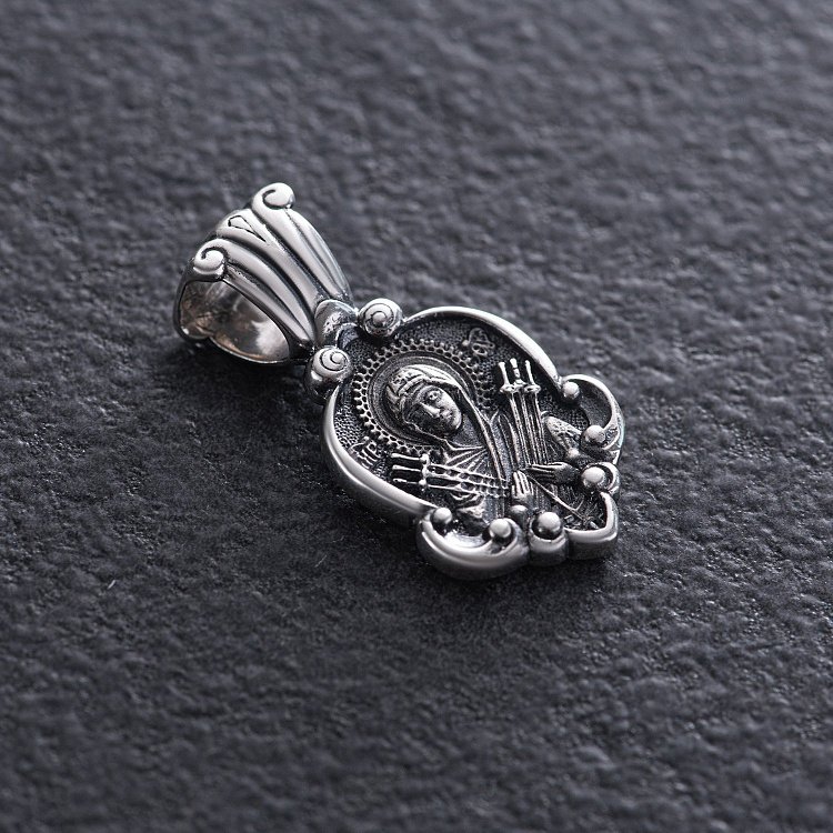 Серебряная ладанка "Божия Матерь Семистрельная" 133048 от ювелирного магазина Оникс - 4