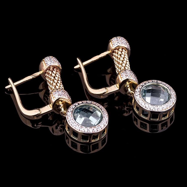 Сережки з фіанітами (плетіння "Попкорн") с03374 від ювелірного магазину Онікс - 1