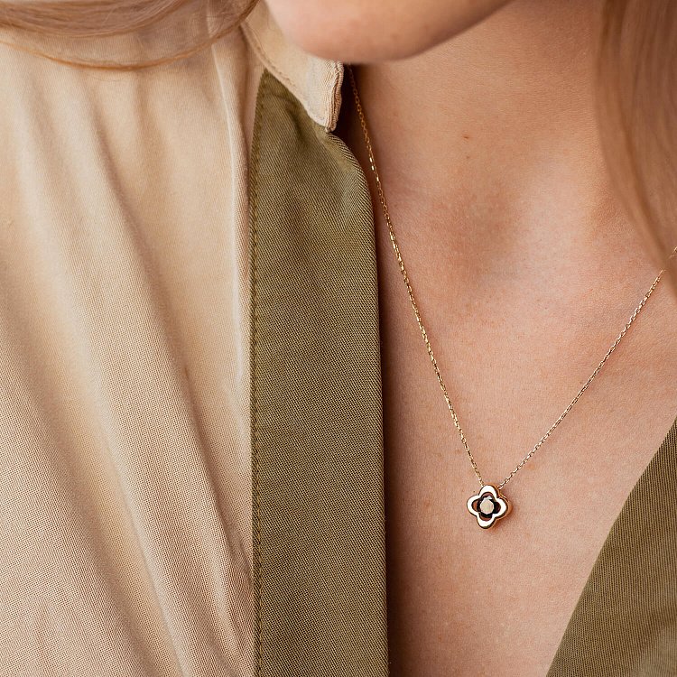 Колье "Клевер" в желтом золоте (фианит) кол01127 от ювелирного магазина Оникс - 5