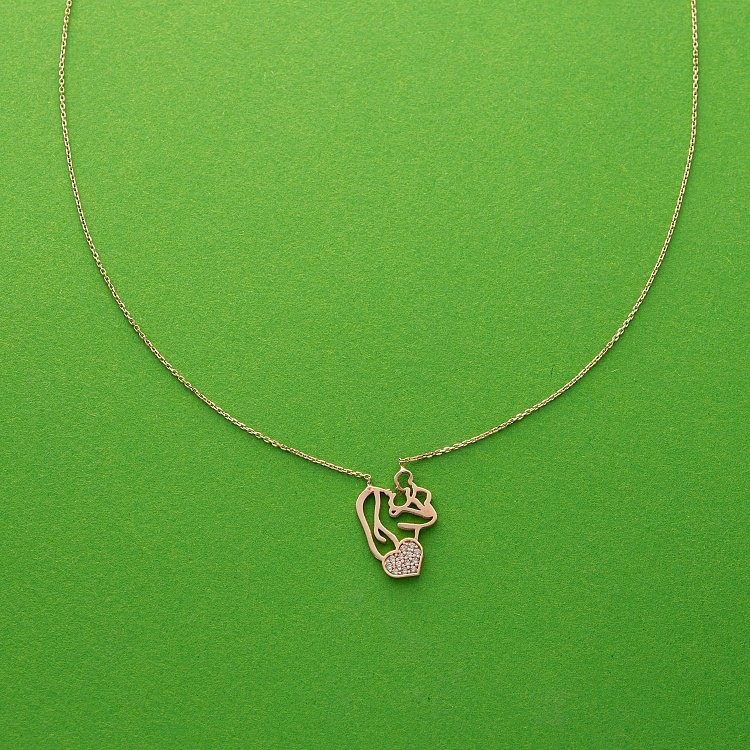 Золотое колье "Мама с ребенком" (фианиты) кол01101 от ювелирного магазина Оникс - 4