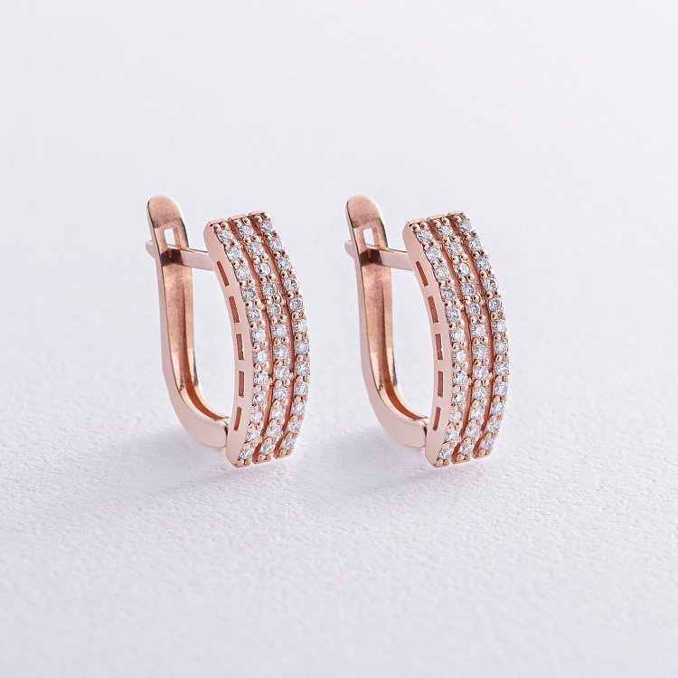 Золотые серьги с бриллиантами 32962421 от ювелирного магазина Оникс