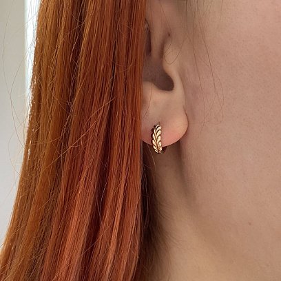 Серьги - кольца "Колоски" в красном золоте с08246 №6