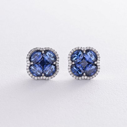 Срібні сережки - пусети "Конюшина" (фіаніти) 1145с