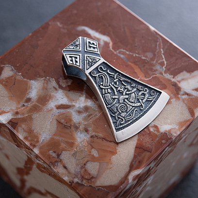 Серебряный кулон "Двойной топор" 7045 №5