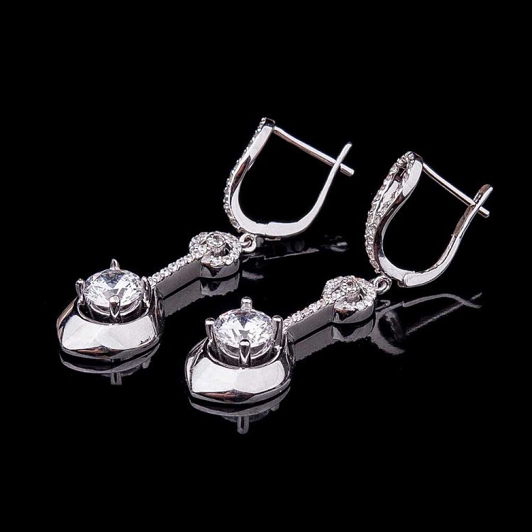 Золоті сережки з фіанітами с02277 від ювелірного магазину Онікс - 1