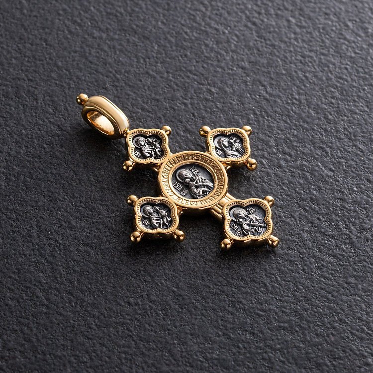 Православний хрест "Господь Вседержитель. Похвала Богородиці" 131641 від ювелірного магазину Онікс - 4