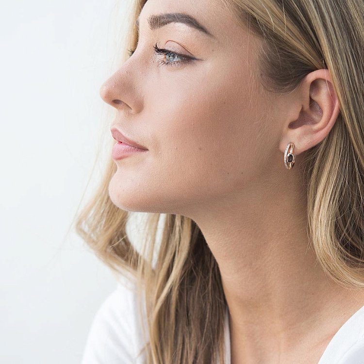 Золоті сережки (димчастий кварц, фіаніти) с05461 від ювелірного магазину Онікс - 4