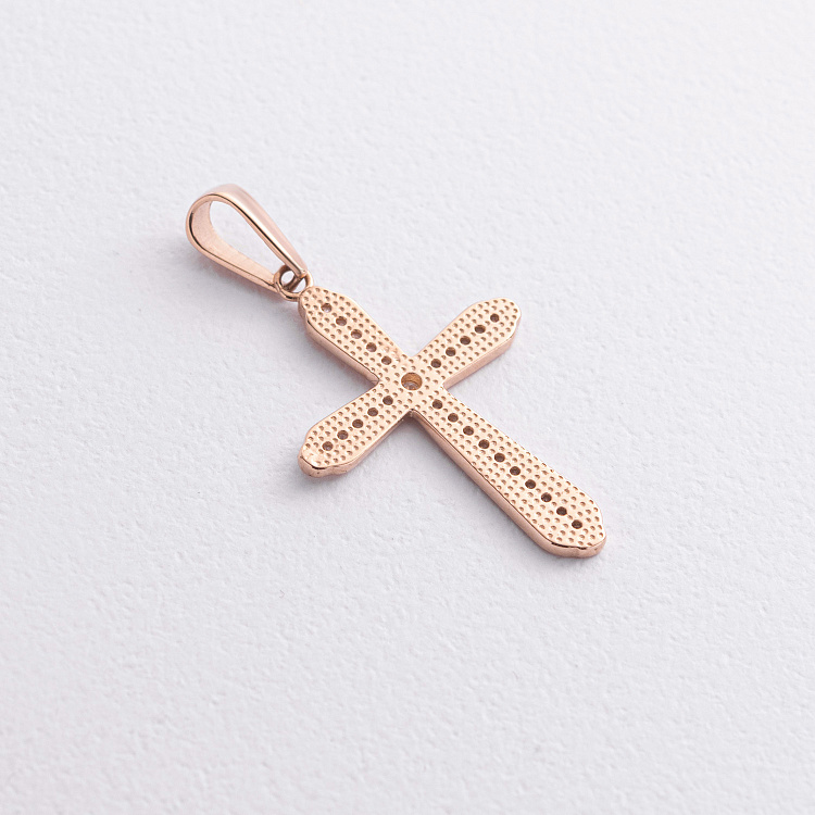 Крестик в красном золоте (фианиты) п04036 от ювелирного магазина Оникс - 1