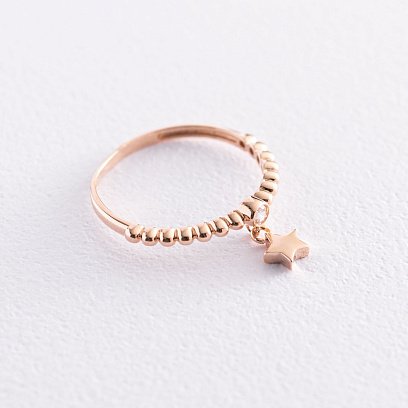 Золота каблучка "Зірочка" з фіанітом к06801