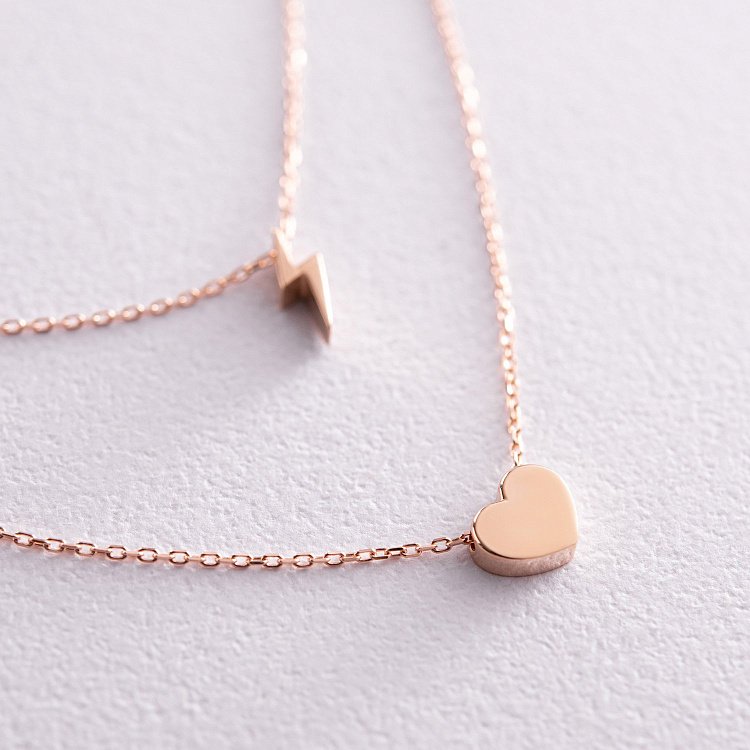 Подвійне золоте кольє "Блискавка та сердечко" кол02294 від ювелірного магазину Онікс - 2