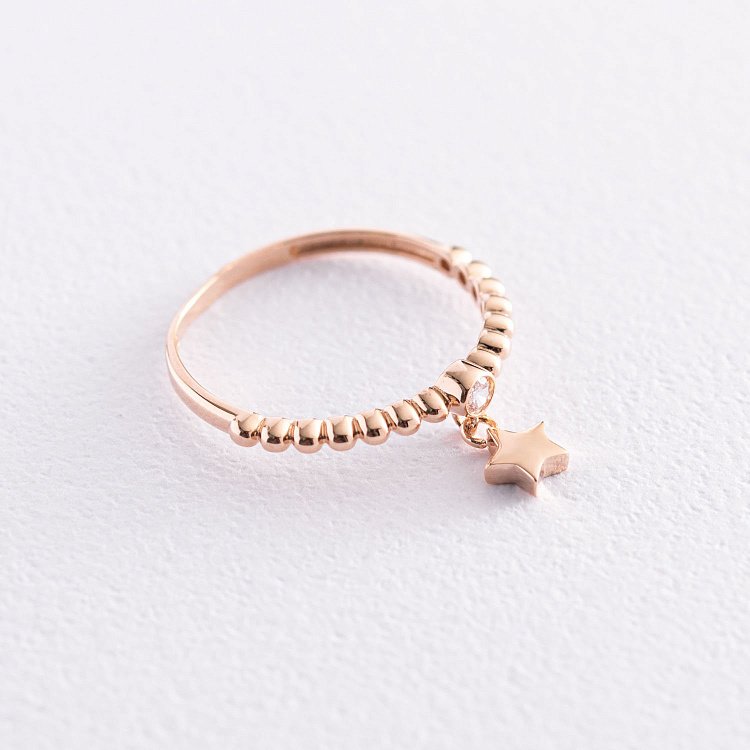 Золота каблучка "Зірочка" з фіанітом к06801 від ювелірного магазину Онікс