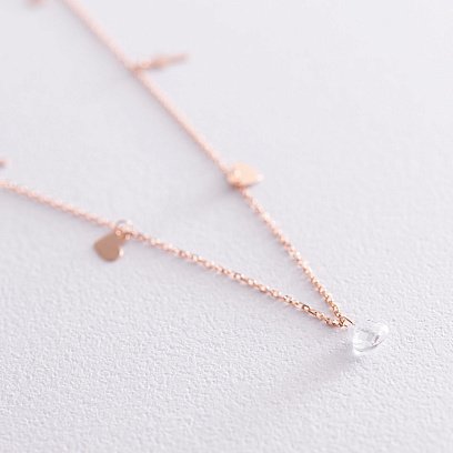 Колье "Верь надейся люби" с фианитом в красном золоте кол01831 №5