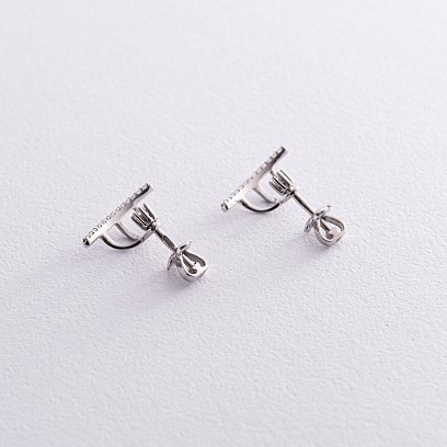 Серебряные серьги - джекеты с фианитами 902-00986 №8