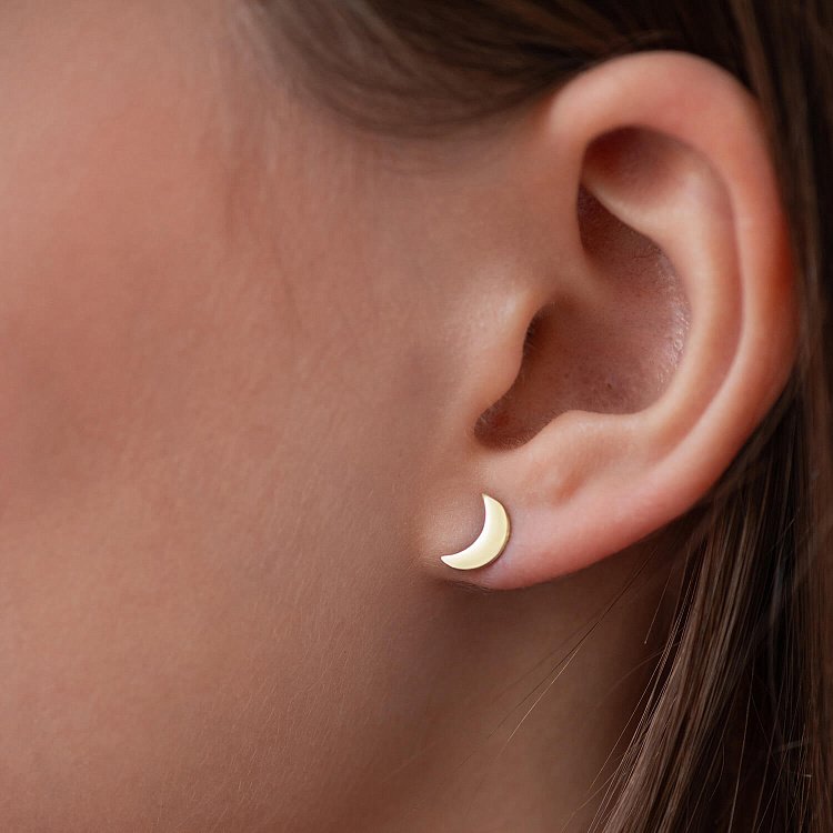 Сережки - пусети "Місяць" (жовте золото) с09239 від ювелірного магазину Онікс - 2