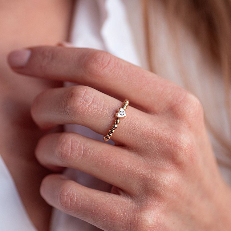 Золота каблучка з сердечком (фіаніт) к06182 від ювелірного магазину Онікс - 2