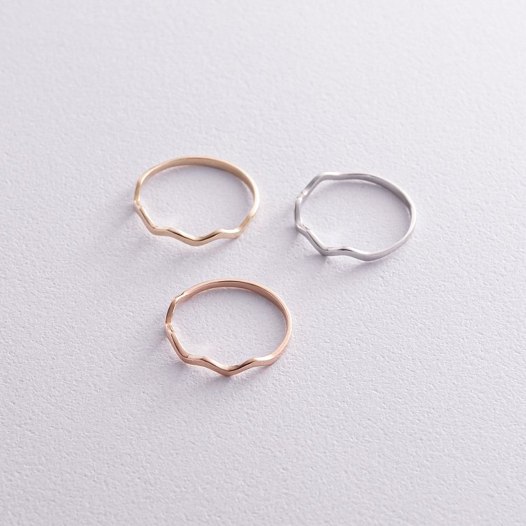 Каблучка "Хвиля" в червоному золоті  к06740 від ювелірного магазину Онікс - 5