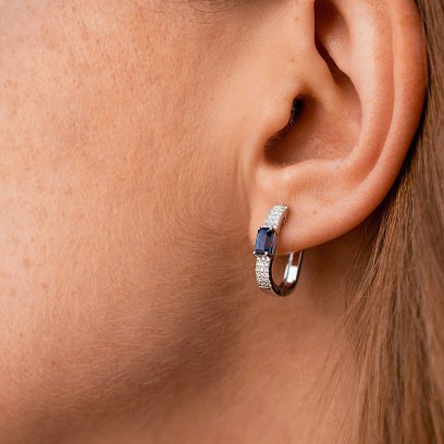 Золоті сережки з діамантами і сапфірами сб0565sm №5