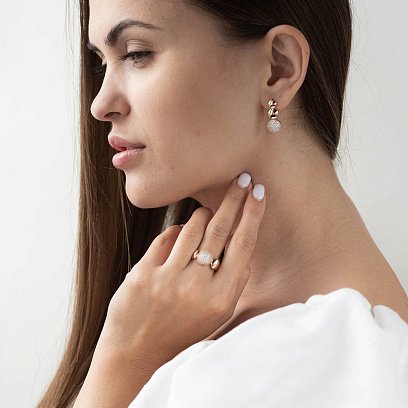 Золотые серьги с фианитами с04513 №3