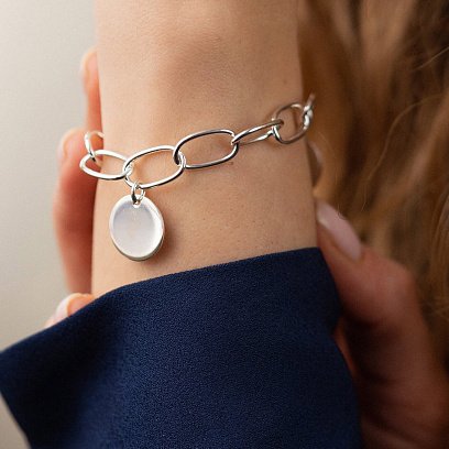 Серебряный браслет "Цепочка с монетками" (возможна гравировка) 141627 №2