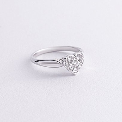 Золота каблучка "Сердечко" з діамантами кб0550nl №3