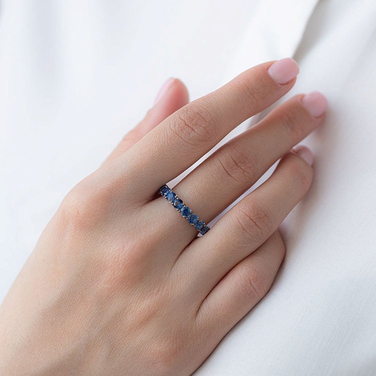 Каблучка із золота з сапфірами кб0107gl від ювелірного магазину Онікс - 1