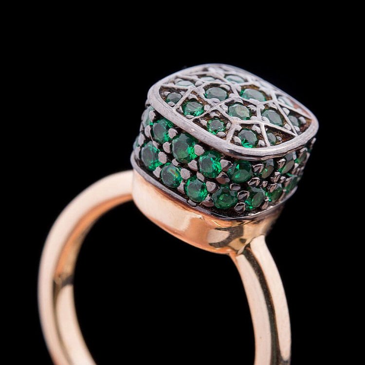 Золота каблучка з фіанітами к04342 від ювелірного магазину Онікс - 3