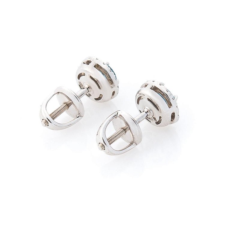 Золотые серьги-пусеты с Лондон топазом 14048668б от ювелирного магазина Оникс - 2