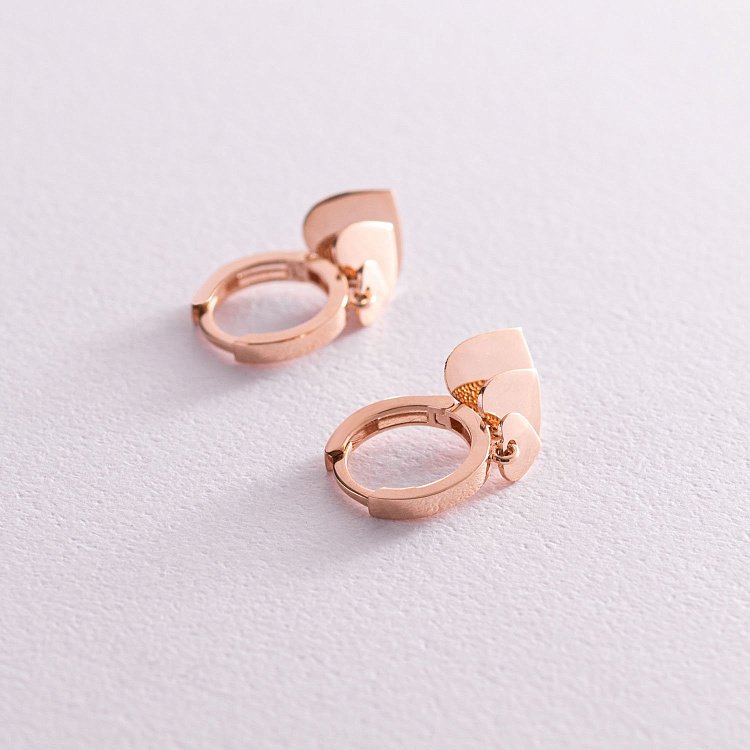 Золотые серьги "Сердечки" с07570 от ювелирного магазина Оникс - 3