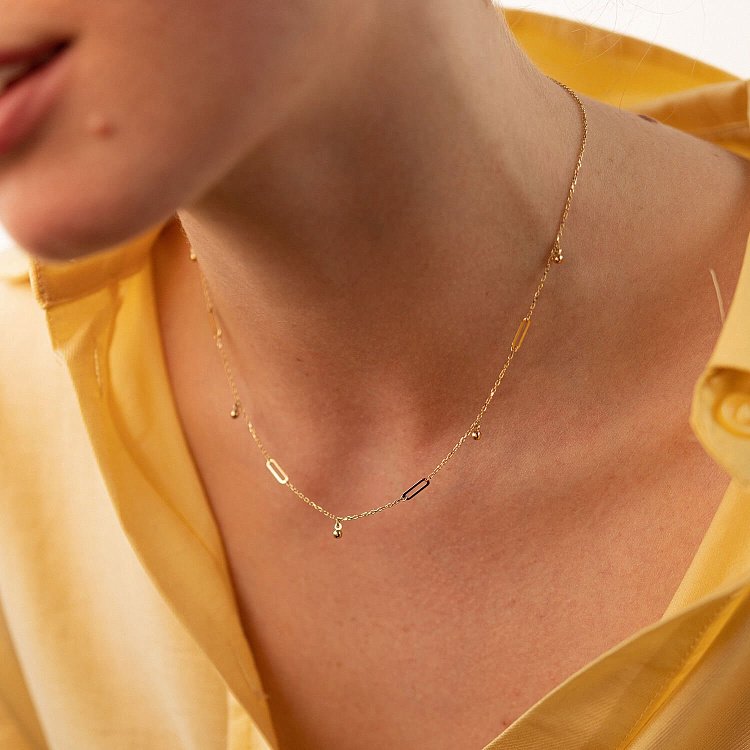 Колье с шариками в желтом золоте кол02384 от ювелирного магазина Оникс - 1